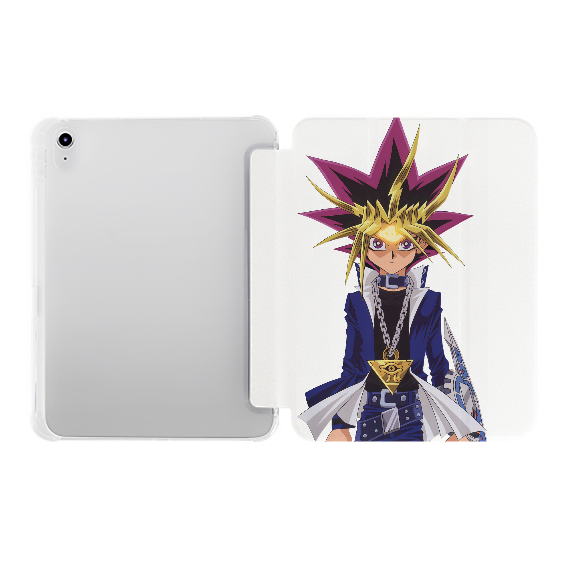 （画像用） 遊☆戯☆王 Yu-Gi-Oh! IPad ケース ペン収納付き 三つ折りスタンド PUレザー×シリコン 対応機種9.5/10.5/10.9インチ